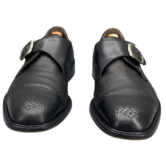 Florsheim Imperial Black Leather Detailed Monk Strap Buckle Dress Shoe Men 9.5EE - Picture 2 of 8